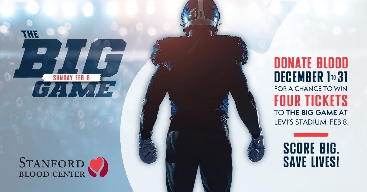 Donate Blood in December for Your Chance to Win Tickets to The Championship Football Game at Levi’s® Stadium!