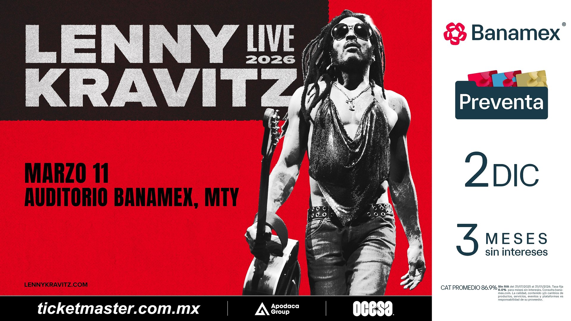 LENNY KRAVITZ ANUNCIA NUEVAS FECHAS DE SU GIRA EN MÉXICO