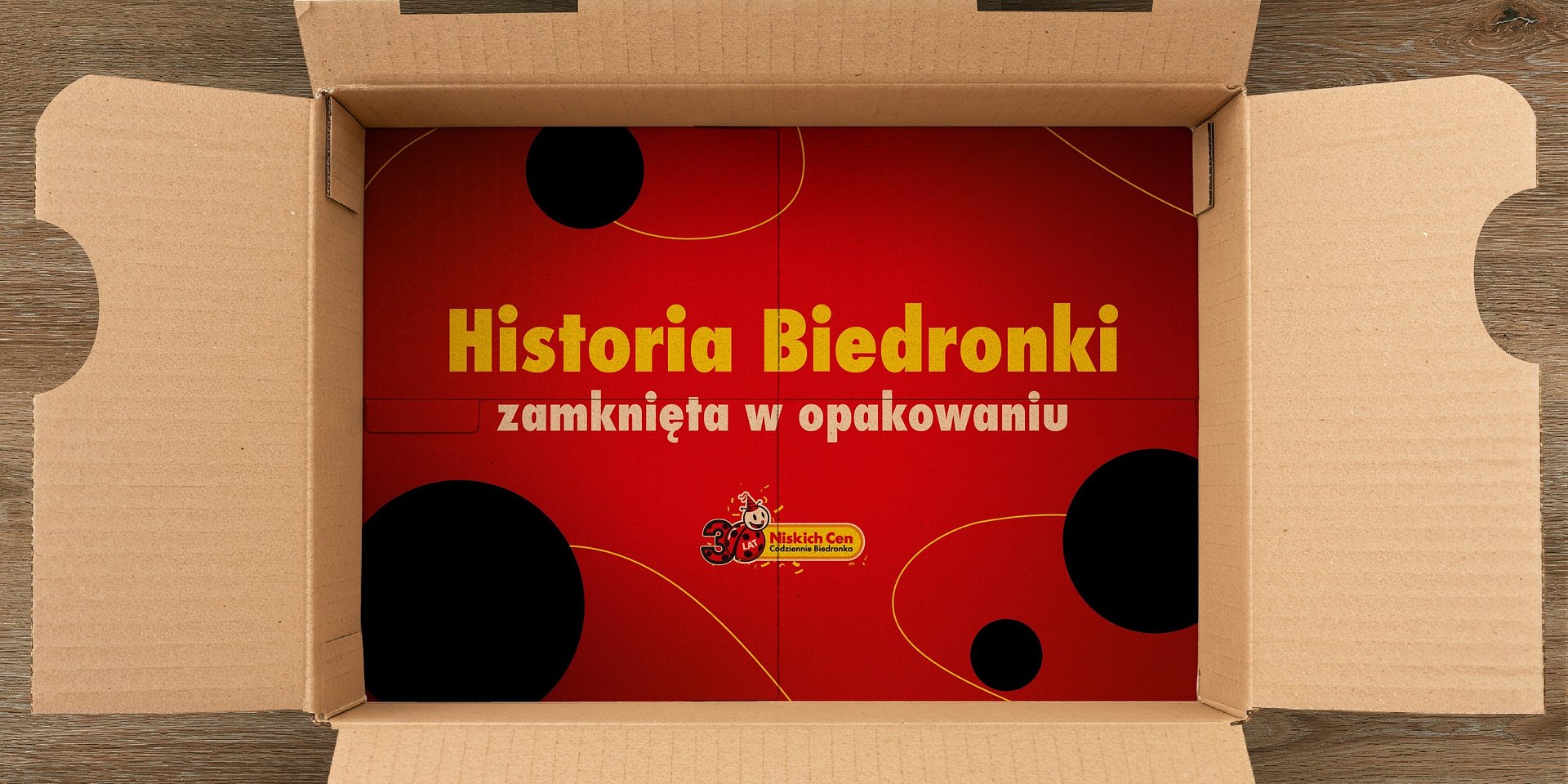 Historia Biedronki zamknięta w opakowaniu