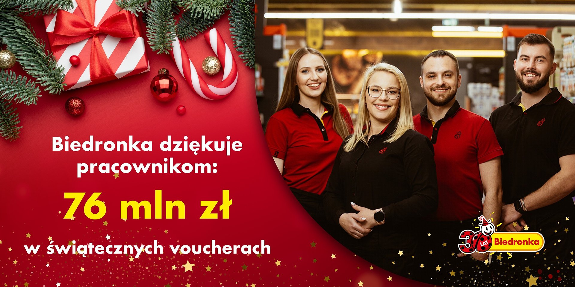 Kolejne 76 mln zł dla pracowników Biedronki w ramach świątecznych podziękowań