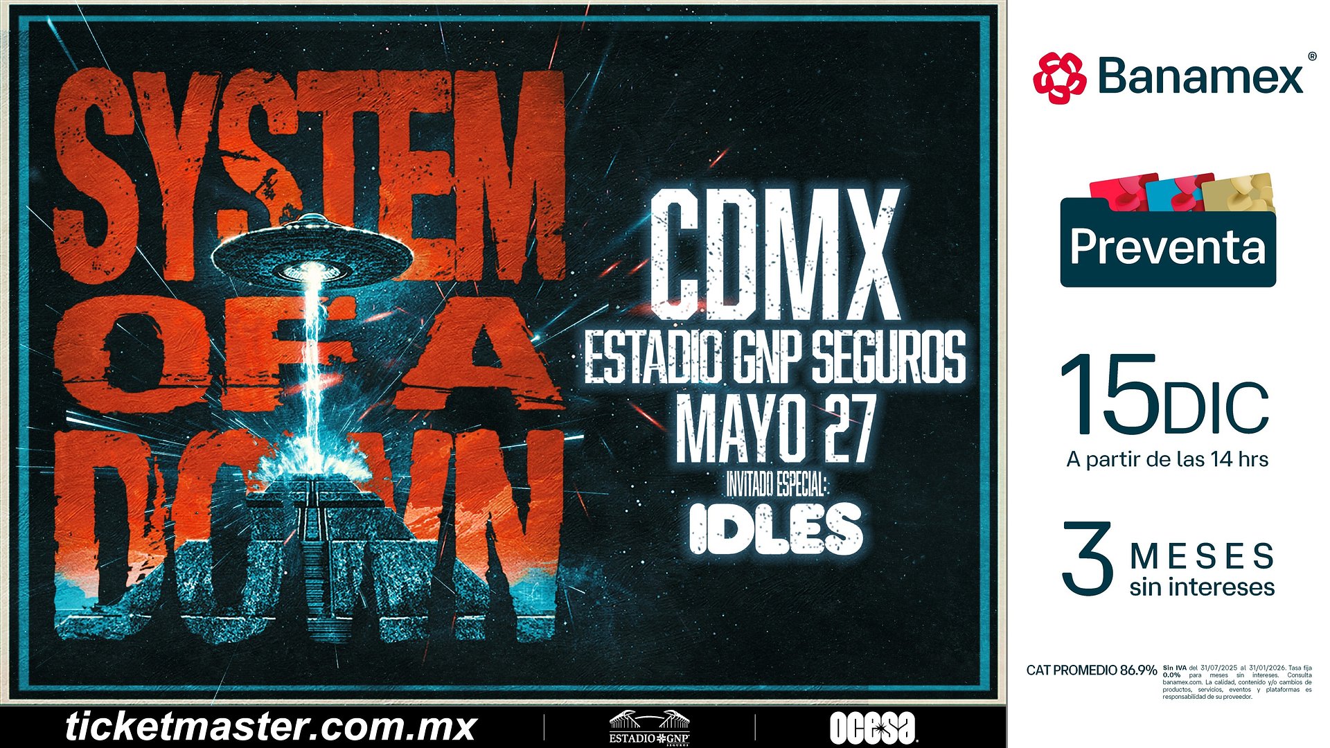 ¡SYSTEM OF A DOWN AGREGA SHOW MASIVO EN CIUDAD DE MÉXICO A SU GIRA 2026!