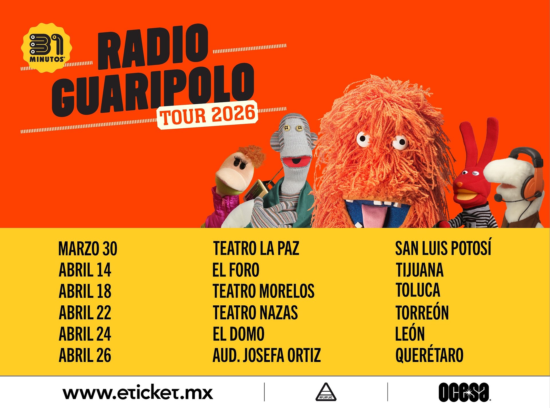 El Show del noticiero más famoso de Chile, 31 Minutos, presentará los hits de la serie con un Nuevo Flow a lo “Chicago Blues” por la República Mexicana