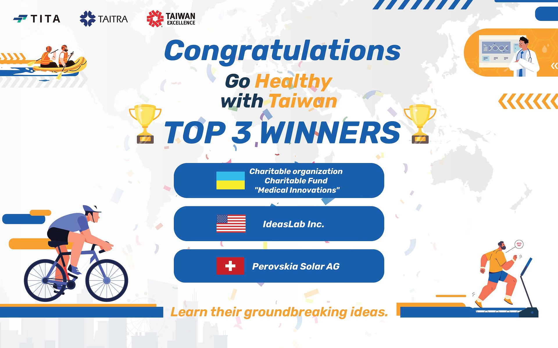 Ukraina, Stany Zjednoczone i Szwajcaria na podium konkursu “Go Healthy with Taiwan”