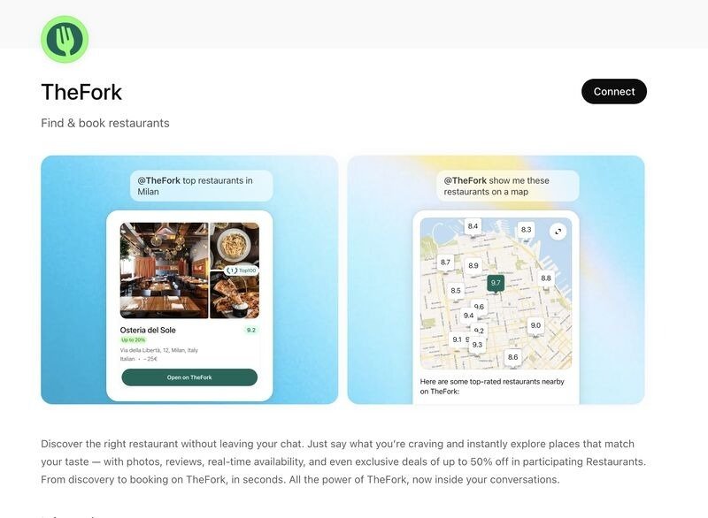 TheFork introduce le prenotazioni IA per ristoranti tramite ChatGPT