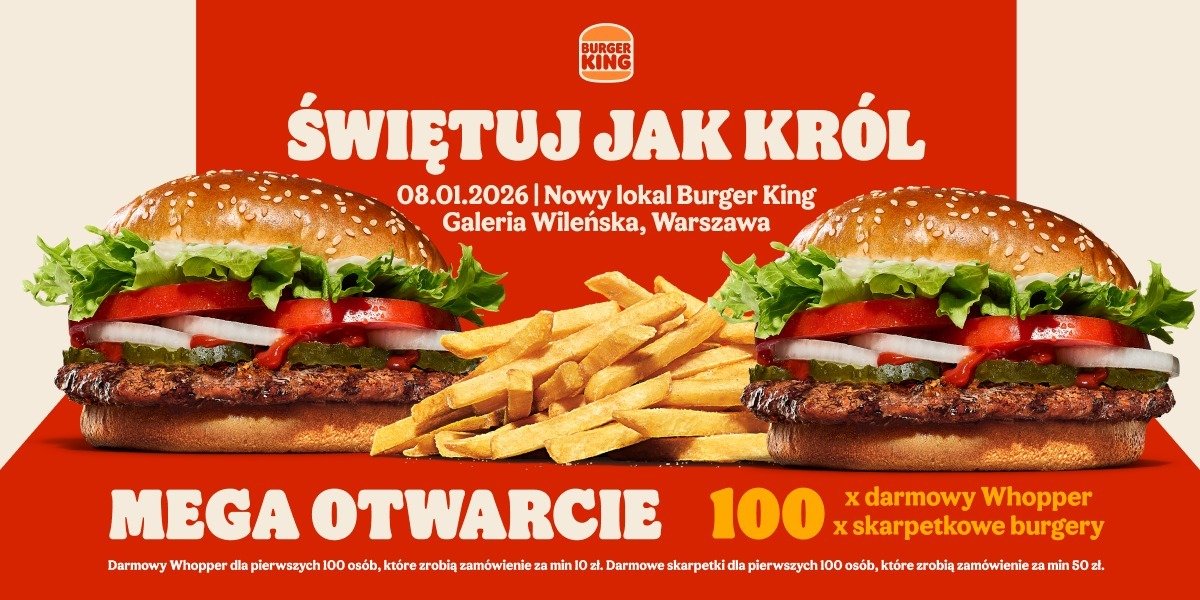 Burger King® otwiera 10. restaurację w Warszawie. W Galerii Wileńskiej czekają retro gry i darmowe Whoppery®