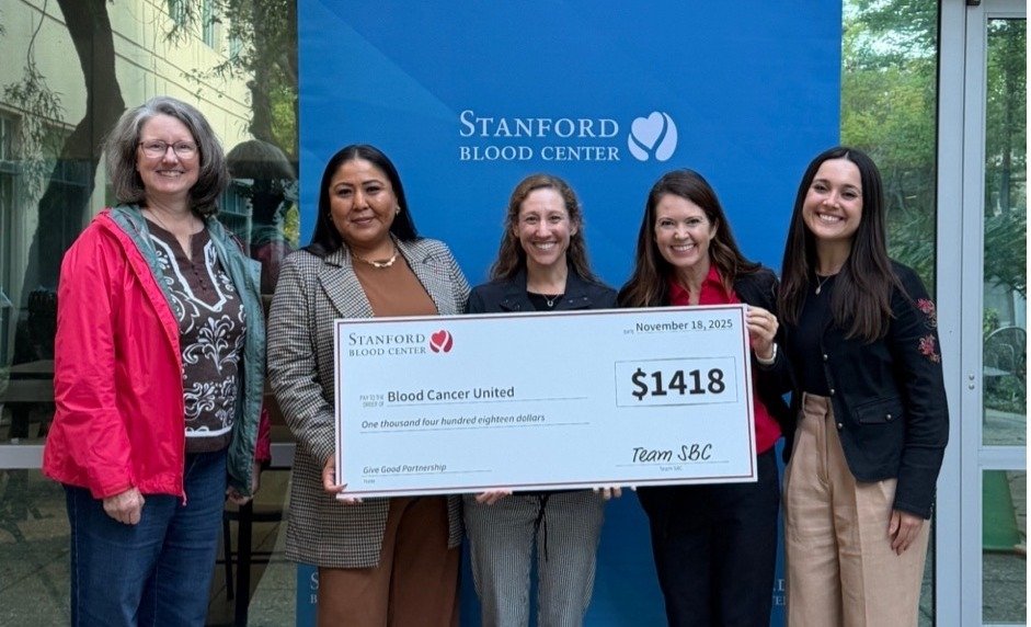 Stanford Blood Center Presents Donation to Blood Cancer United Through Give Good Program