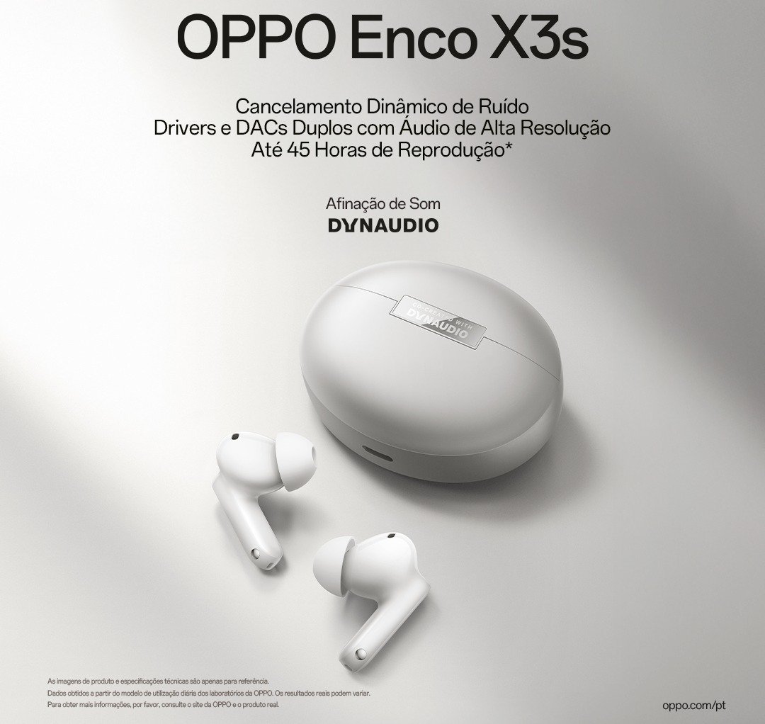 OPPO apresenta auriculares Enco X3s com cancelamento avançado de ruído e afinação de som pela Dynaudio