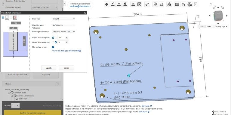 meviy Introduces Flat Bottom Holes and Hole Depth Tolerancing for CNC Milled Parts