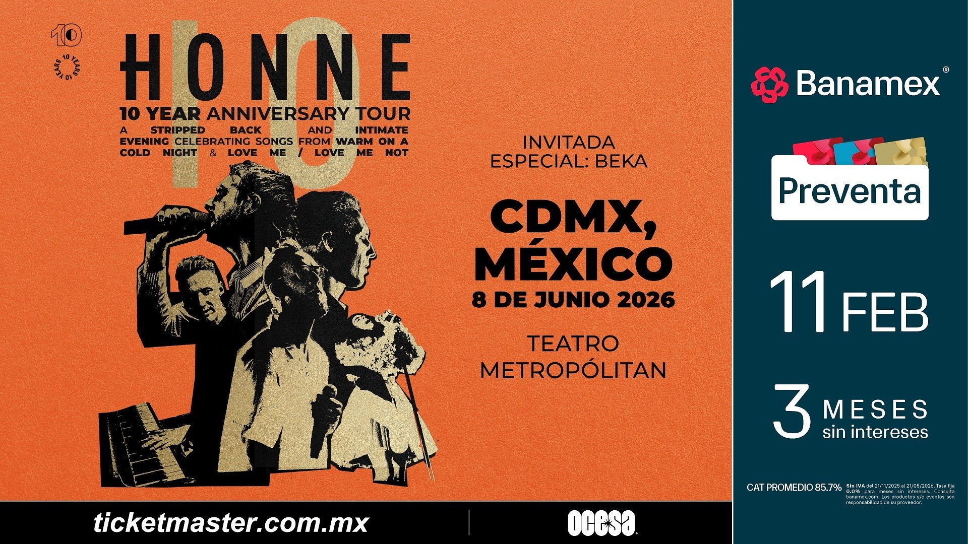 ¡HONNE FESTEJARÁ UNA DÉCADA DE TRAYECTORIA CON UNA GIRA INTERNACIONAL QUE LLEGA A MÉXICO!