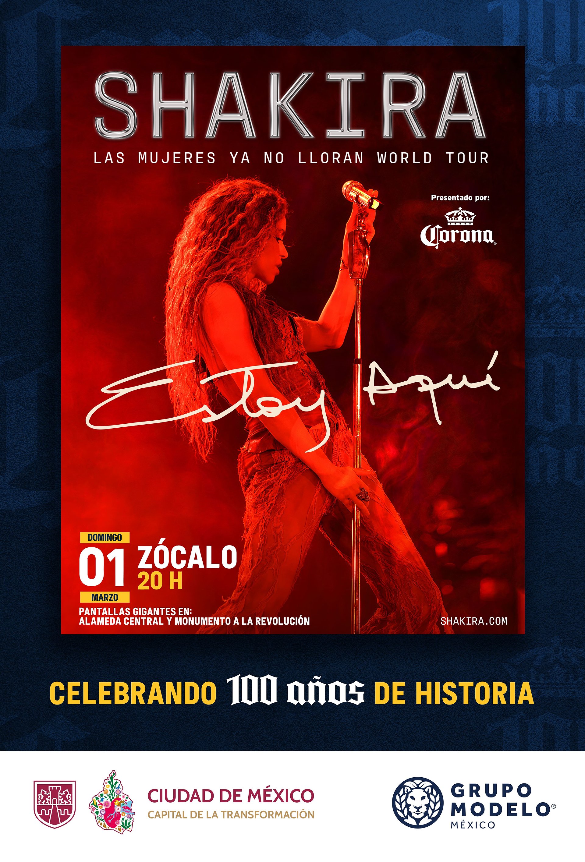 NOCHE HISTÓRICA DE SHAKIRA EN EL ZÓCALO DE LA CIUDAD DE MÉXICO. ROMPE RÉCORD DE ASISTENCIA AL CANTAR ANTE 400 MIL FANS