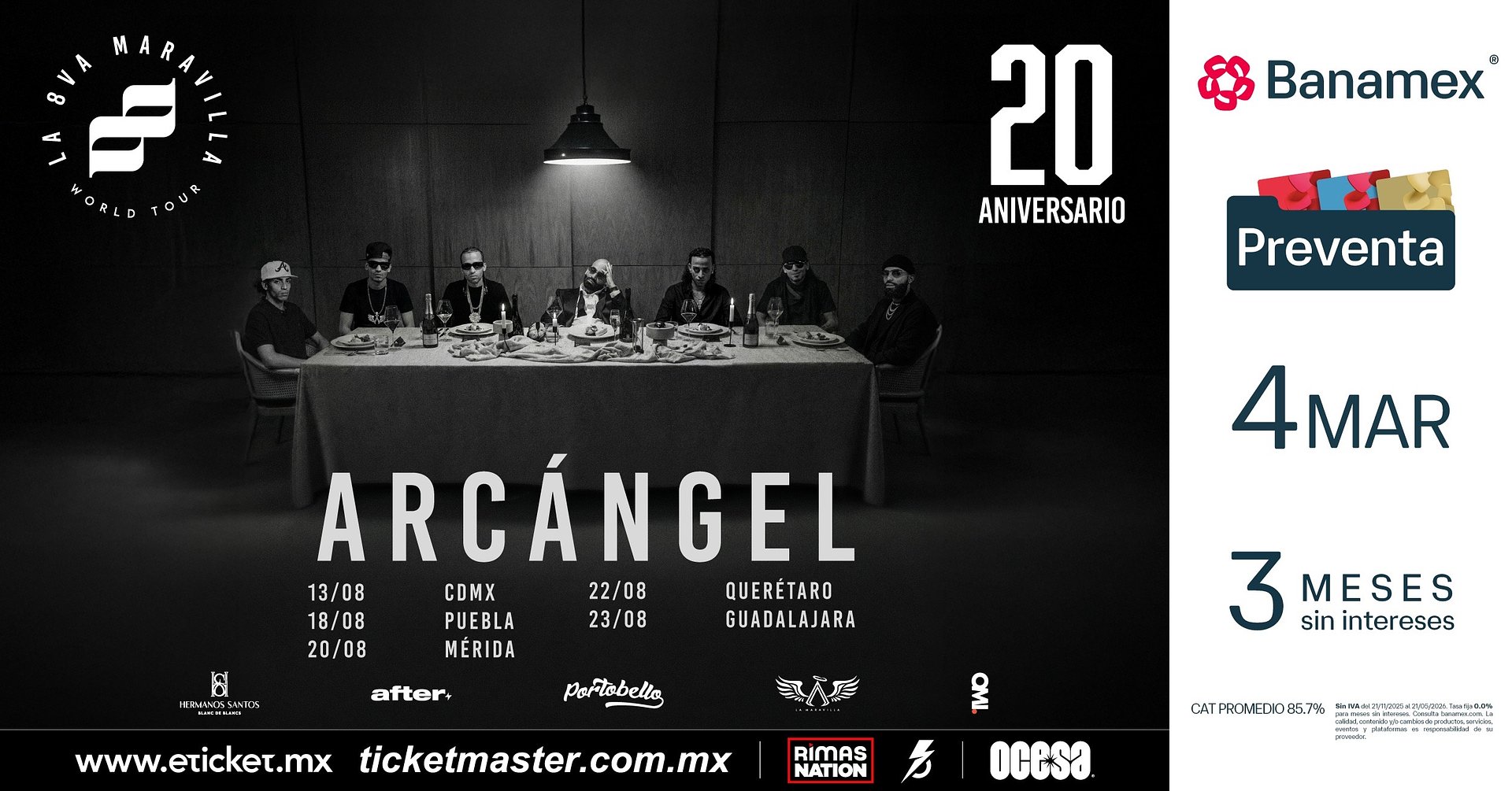 Arcángel anuncia la primera etapa de La 8va maravilla World Tour 20 aniversario