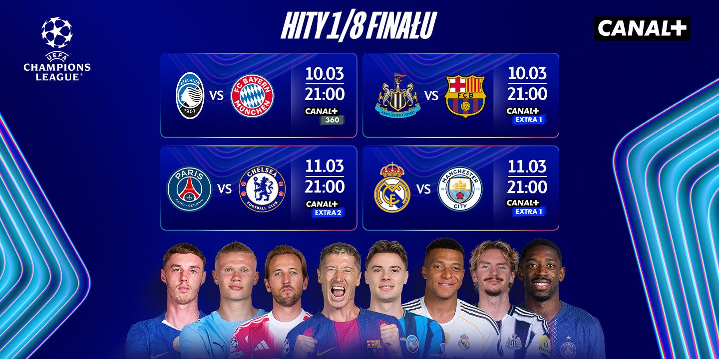 Pierwsze starcia 1/8 finału: Wielkie hity UEFA Champions League na żywo w CANAL+!