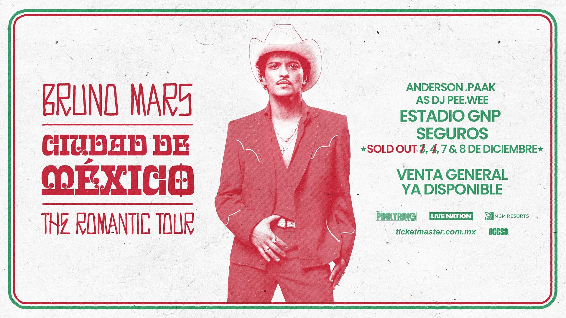 BRUNO MARS AGOTA LAS PRIMERAS DOS FECHAS DE SUS CUATRO PRESENTACIONES EN CDMX