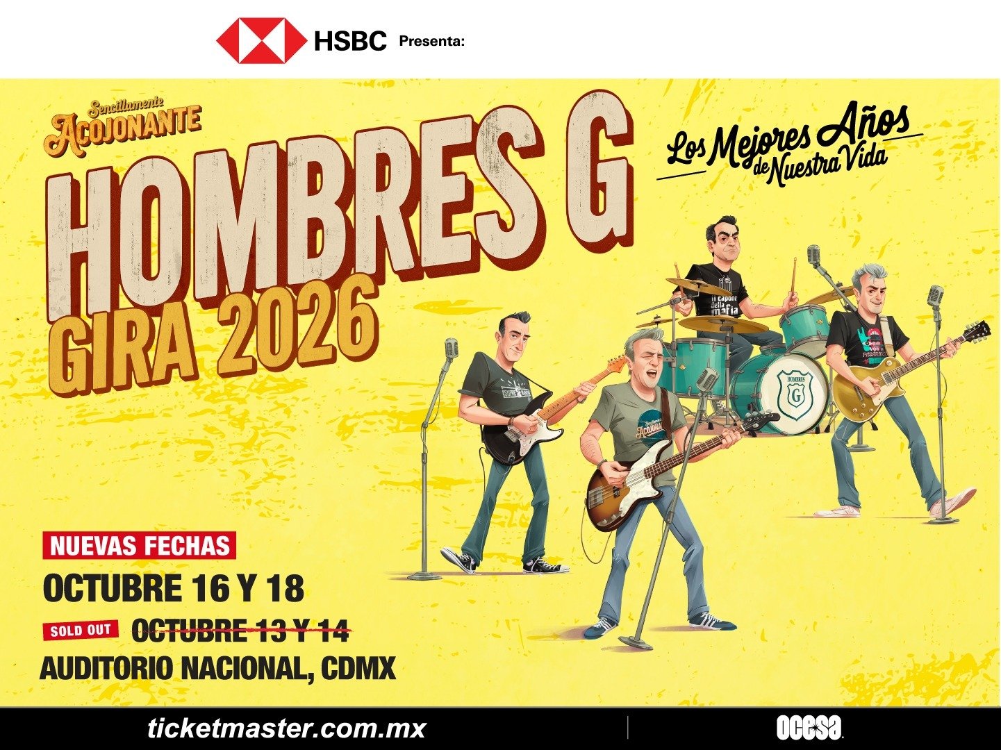 Hombres G estará de paso en México con el tour Los Mejores Años De Nuestra Vida, ¡y se confirman dos noches más de celebración!