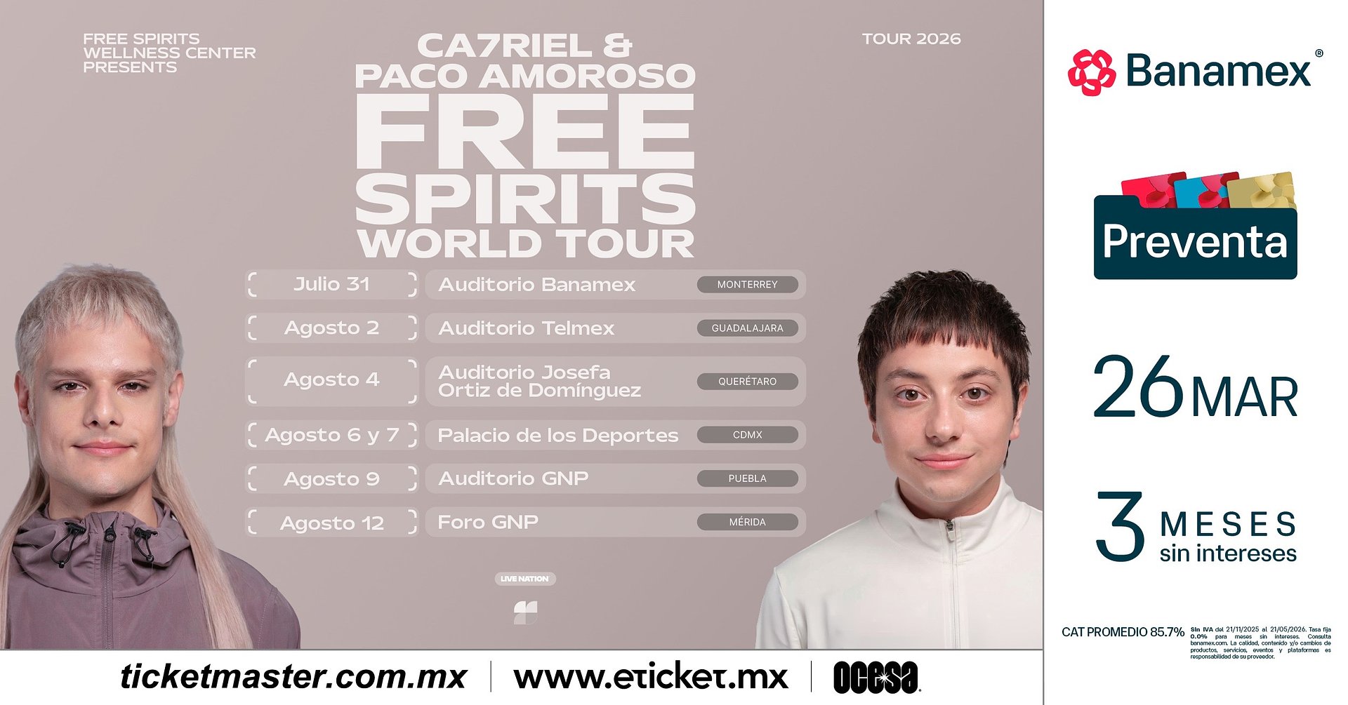 CA7RIEL & PACO AMOROSO ANUNCIAN GIRA GLOBAL CON FECHAS EN NORTEAMÉRICA, EUROPA, REINO UNIDO Y LATINOAMÉRICA
