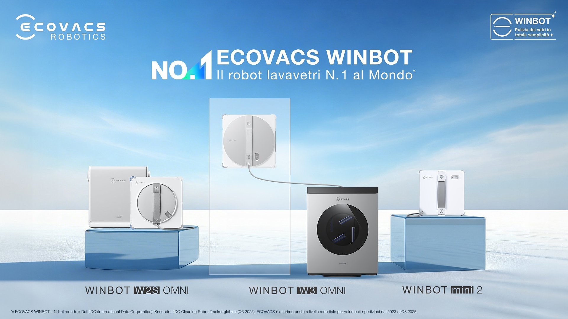 ECOVACS WINBOT riconosciuto da IDC come robot lavavetri n.1 al mondo