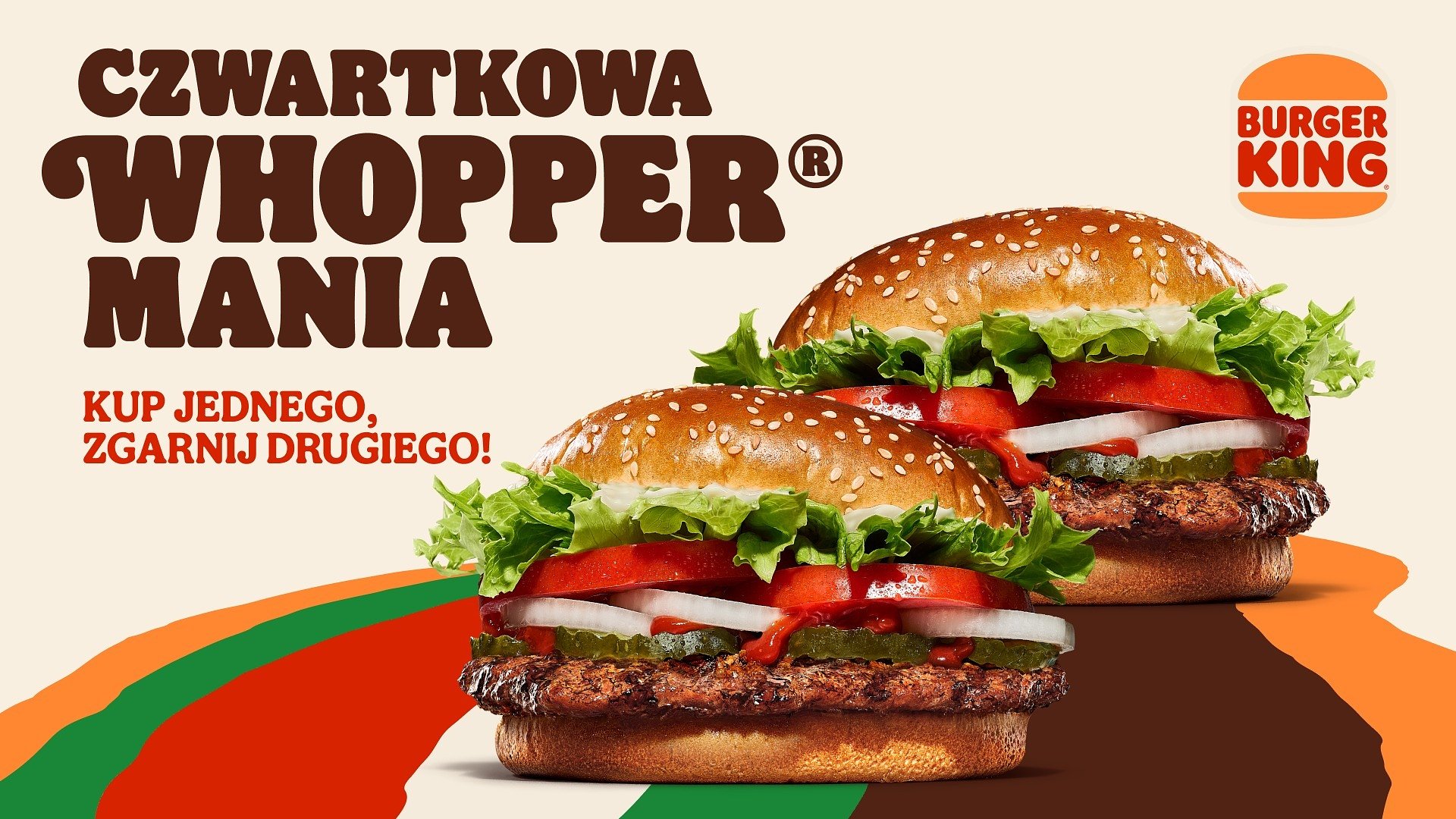 Czwartek smakuje dwa razy lepiej. Burger King® wystartował z WhopperManią i rozdaje burgery 1+1 gratis