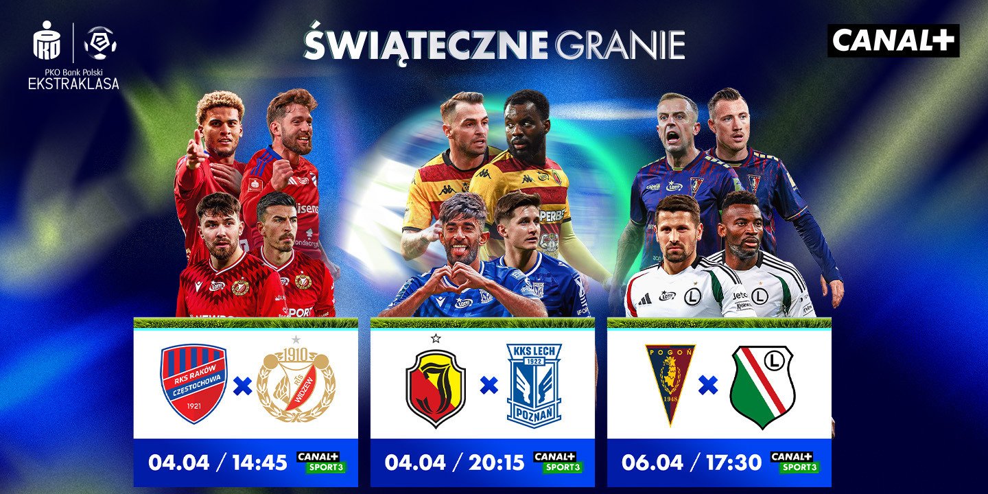 „Świąteczne granie" – hitowe wielkanocne spotkania 27. kolejki PKO Bank Polski Ekstraklasy w CANAL+