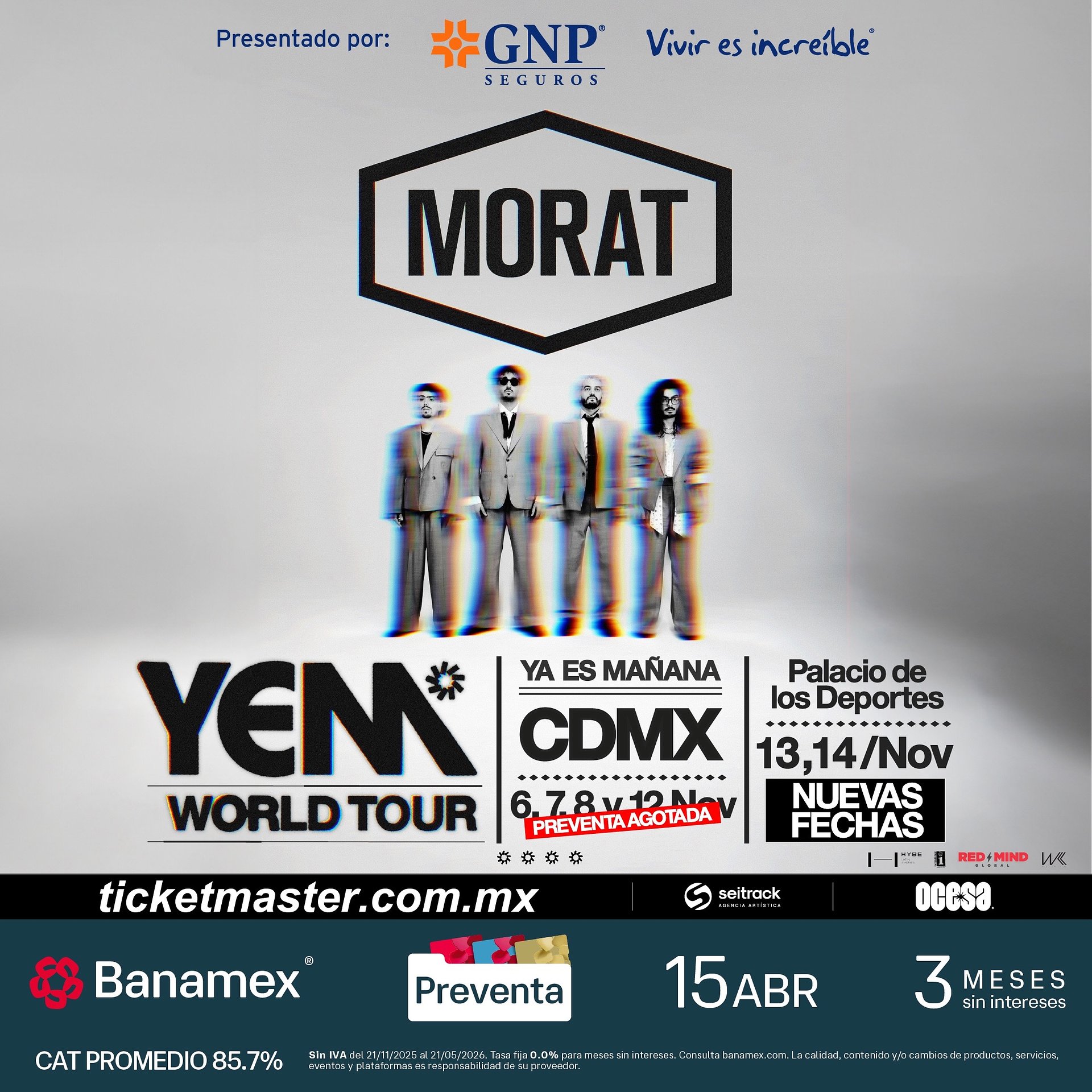 YEM WORLD TOUR DE MORAT, TENDRÁ DOS NOCHES MÁS EN CIUDAD DE MÉXICO