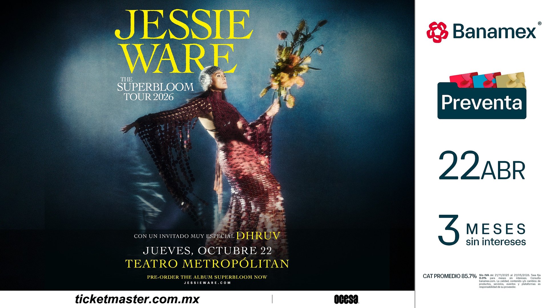 JESSIE WARE ANUNCIA THE SUPERBLOOM TOUR SU GIRA MUNDIAL MÁS GRANDE HASTA LA FECHA