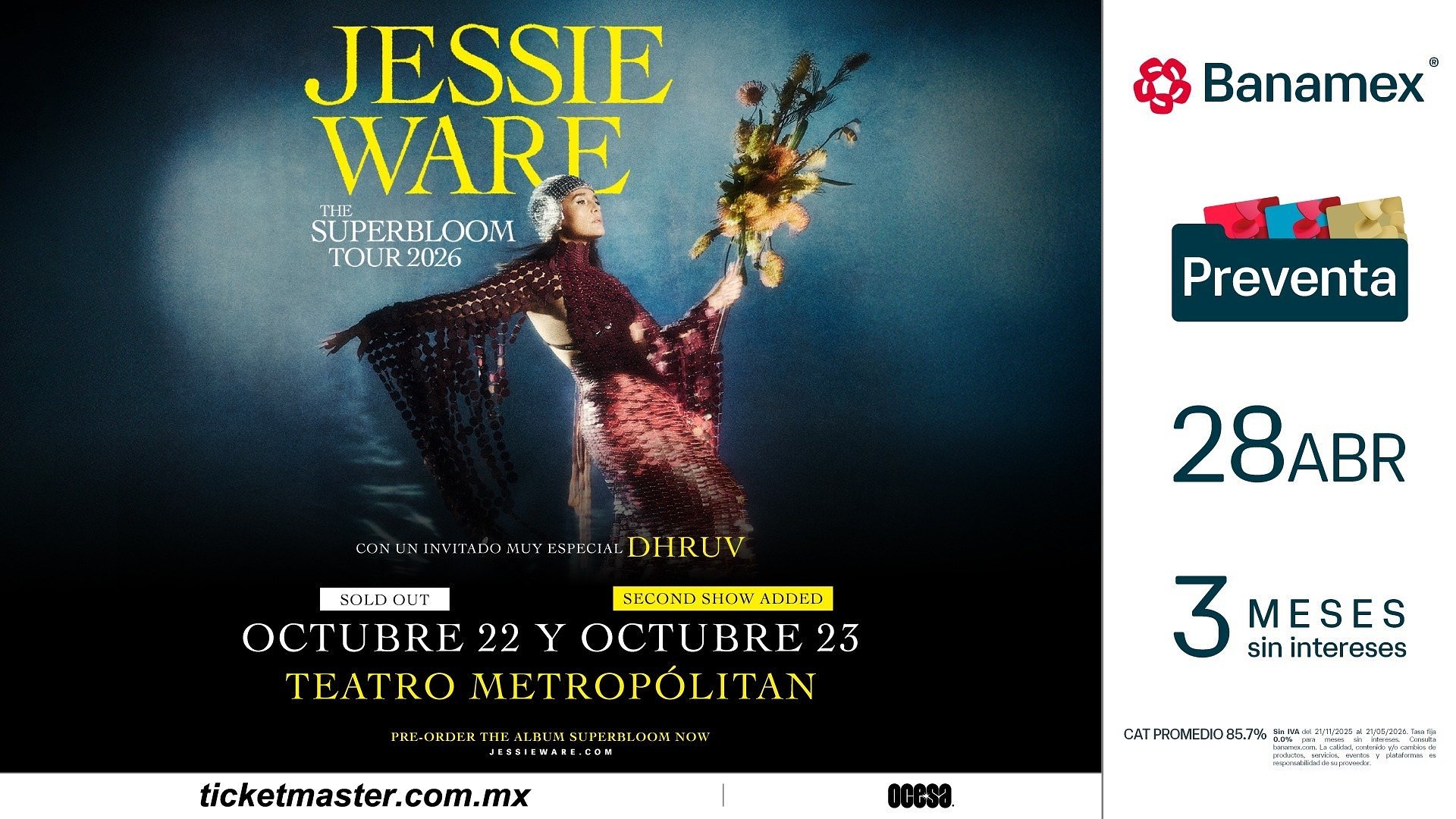 JESSIE WARE ANUNCIA SEGUNDA FECHA COMO PARTE DE SU GIRA THE SUPERBLOOM TOUR EN LA CDMX