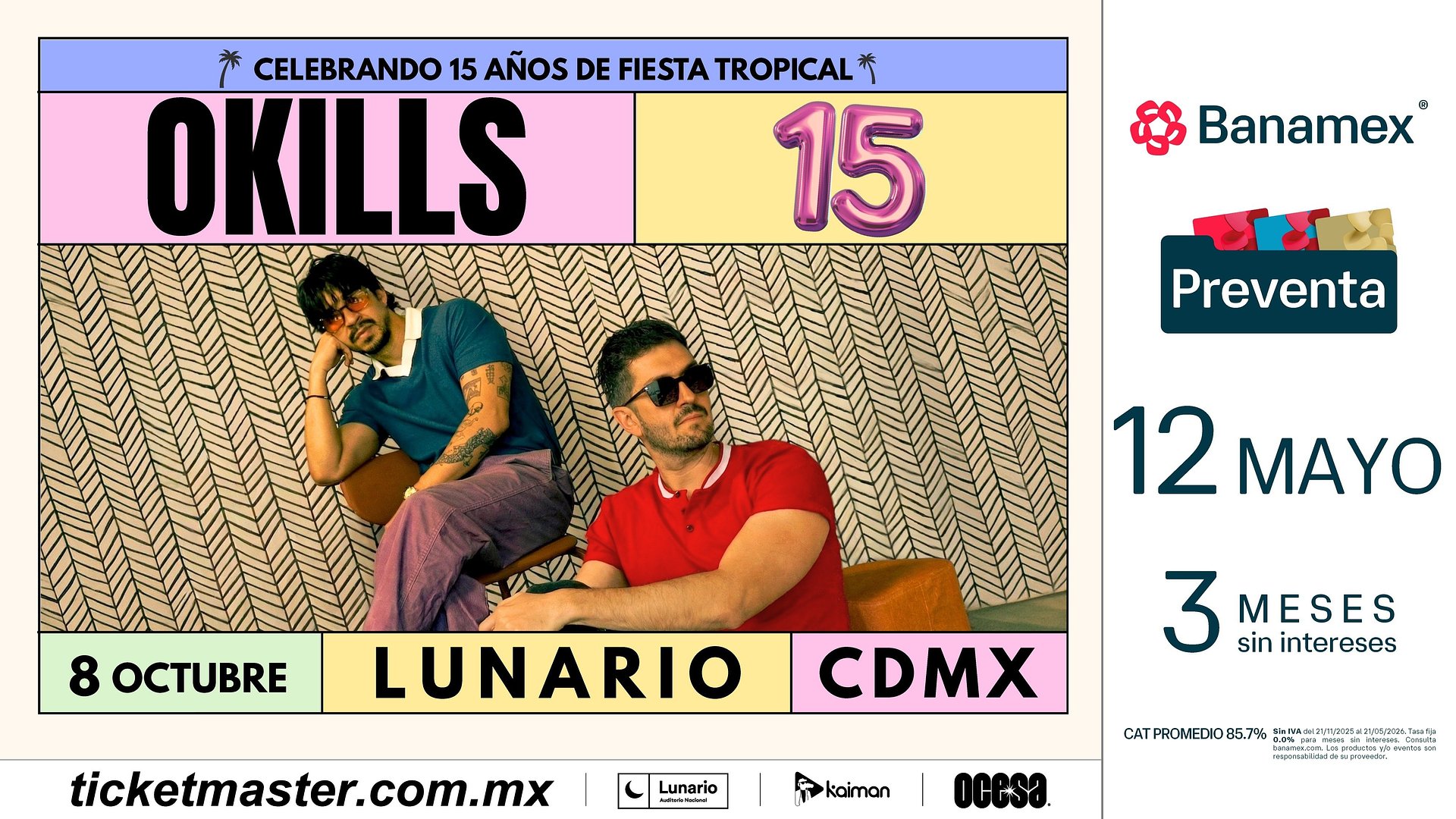 El rock tropical de Okills resonará en el Lunario