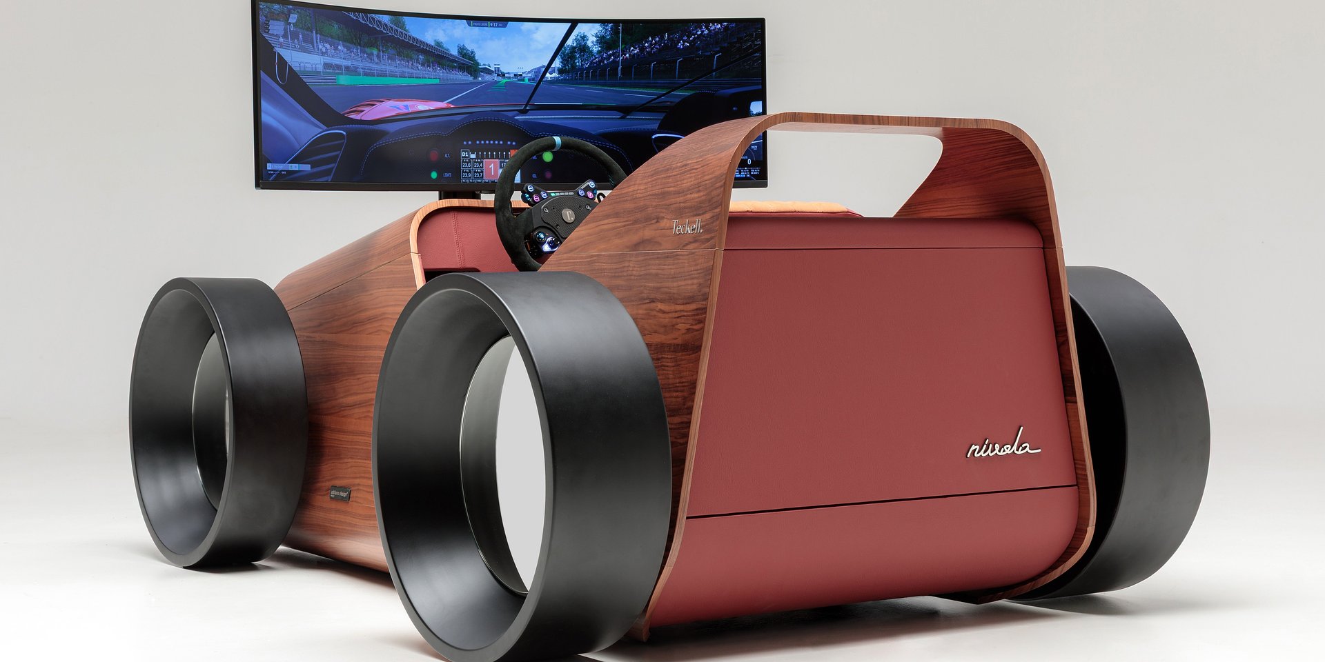 The art of driving, reimagined. A new icon of contemporary design by Teckell. Nivola, the professional simulator with collectible design, makes its market debut.