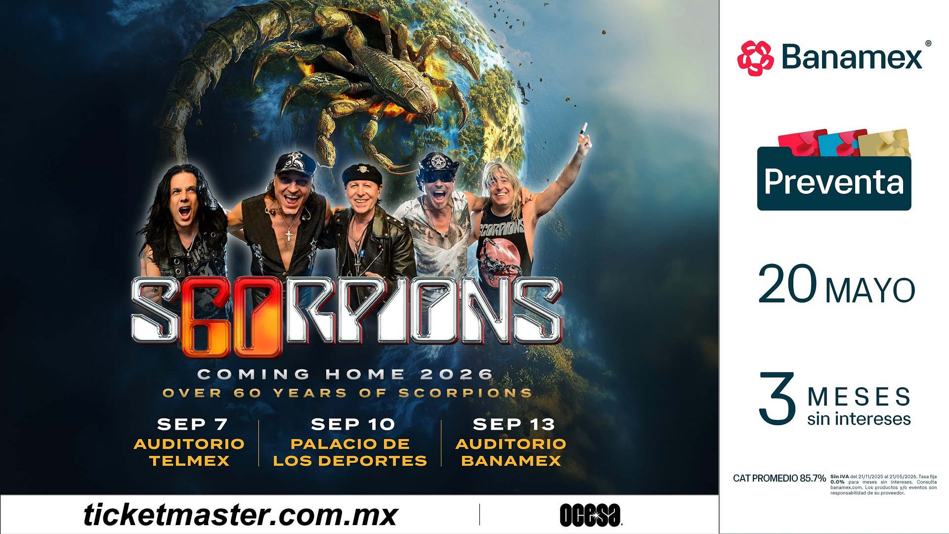 ¡La legendaria banda de hard rock, Scorpions, conquistará de nuevo México para celebrar 60 años de trayectoria!