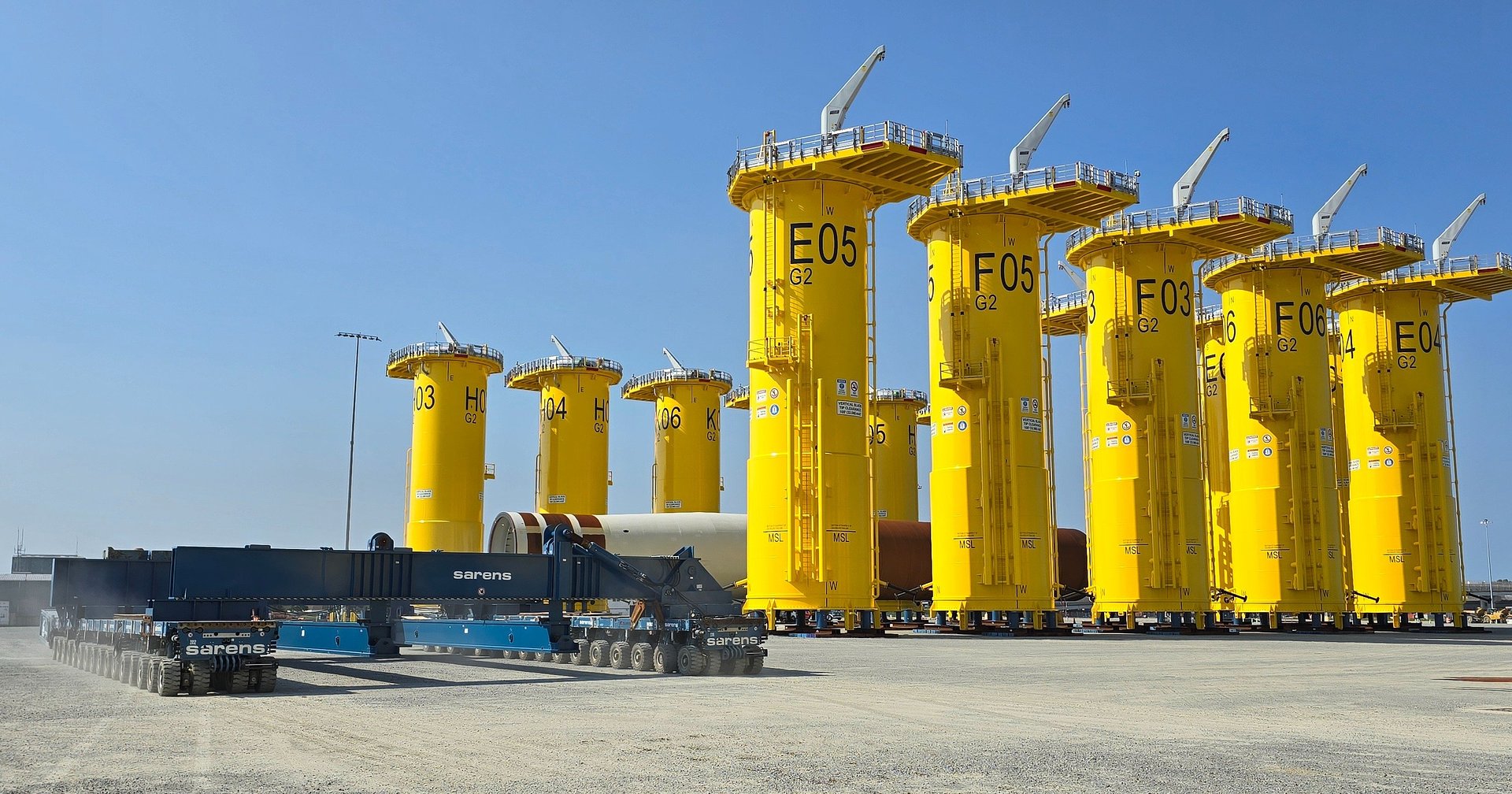 Sarens completes the final phase of logistics for the Coastal Virginia Offshore Wind Project, with the last ten transition pieces transported