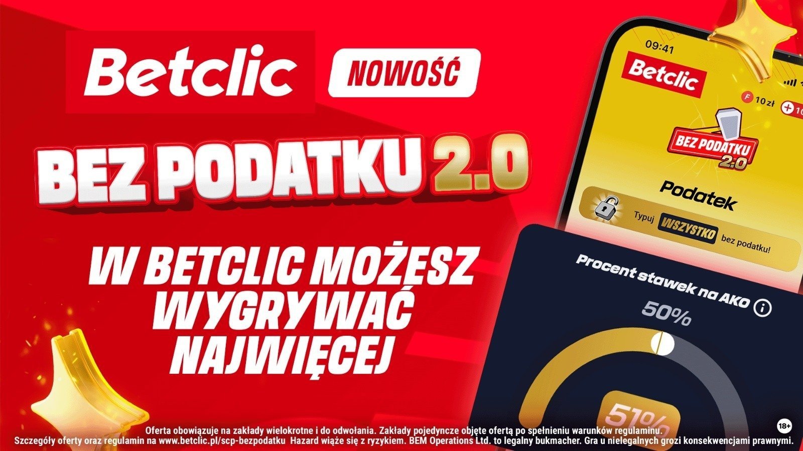 Betclic rzuca wyzwanie rynkowi: wyższe kursy, nowy Multiboost i GRA BEZ PODATKU 2.0 gwarantują najwyższe wygrane