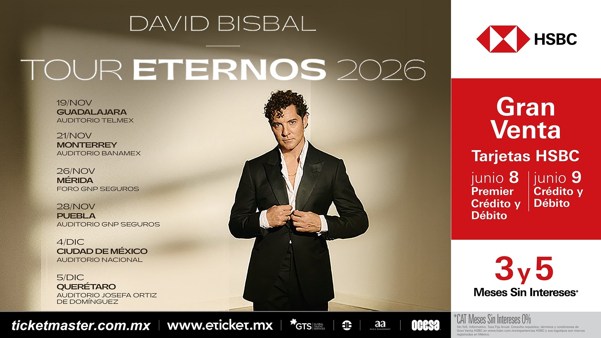 ¡David Bisbal regresa con Tour Eternos 2026!