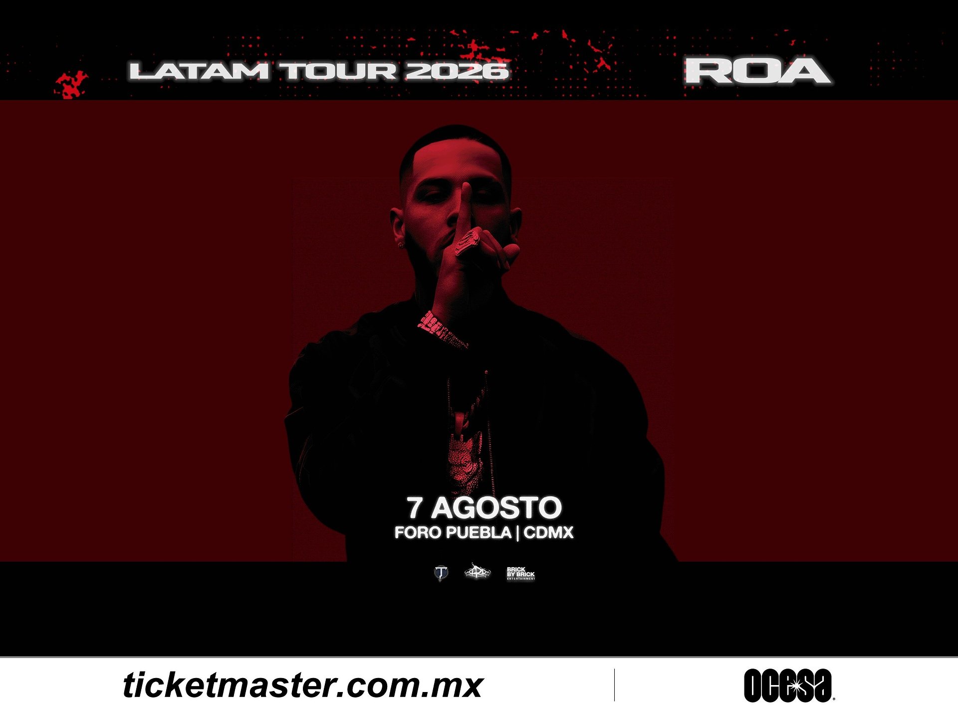 Roa anuncia su Latam Tour 2026 y confirma show en la Ciudad de México