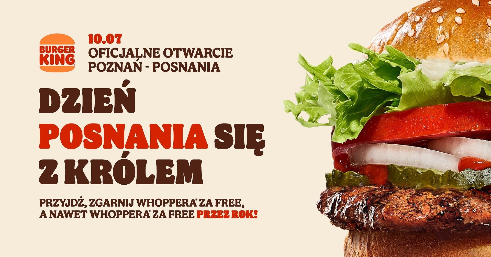 Królewski start w Posnanii! Burger King® otwiera lokal i rozdaje 100 Whopperów®!