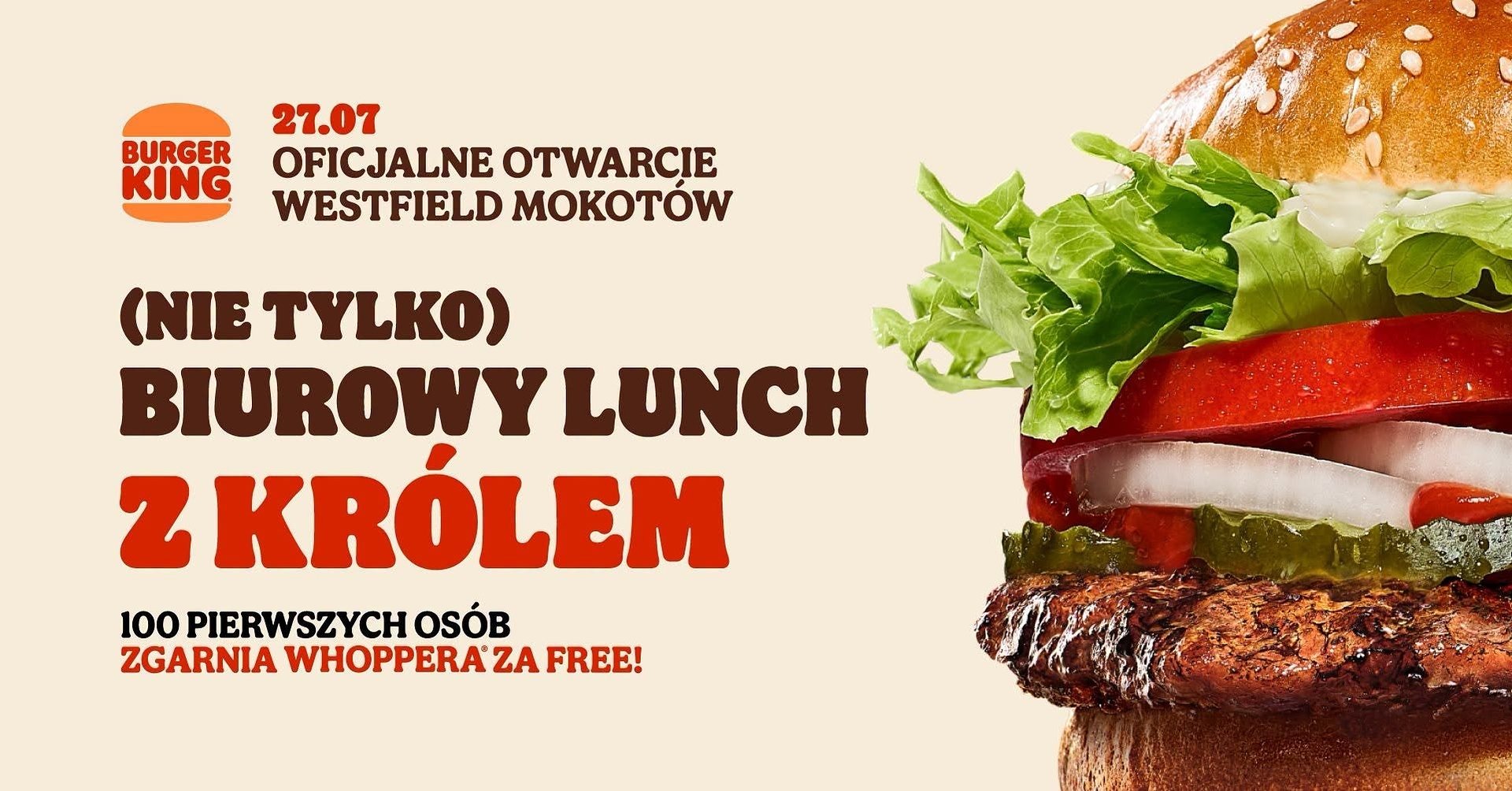 Burger King® debiutuje w Westfield Mokotów i zaprasza gości na darmowe Whoppery® ​