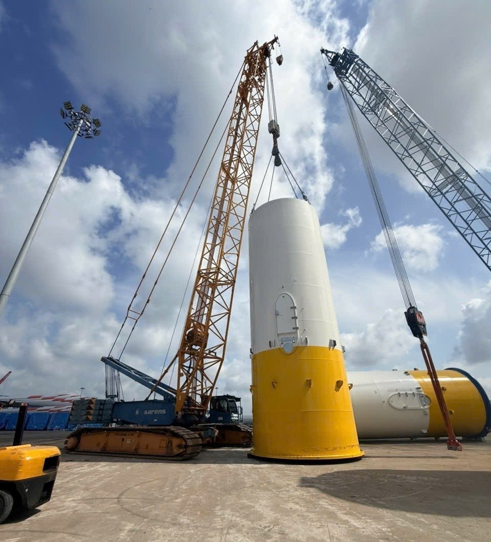 Sarens supports Vietnam's wind energy growth with yard marshalling works for WTG tower sections in Phu My