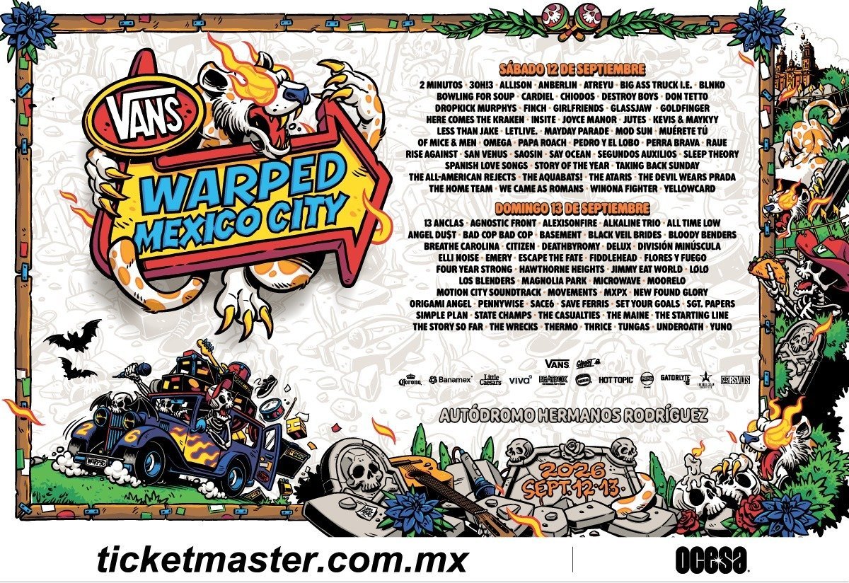 VANS Warped Tour México está a la vuelta de la esquina... ¡Y ya se anunciaron las bandas por día!