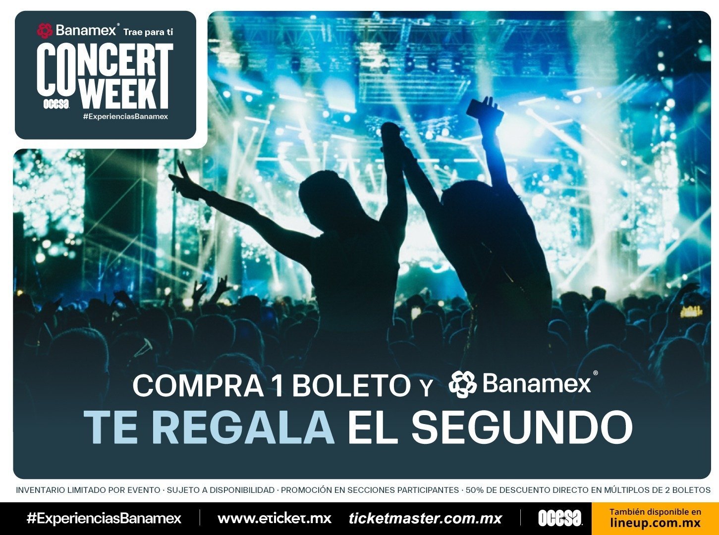 OCESA, Ticketmaster y Banamex lanzan la edición más grande de Concert Week con más de 150 conciertos al 2x1