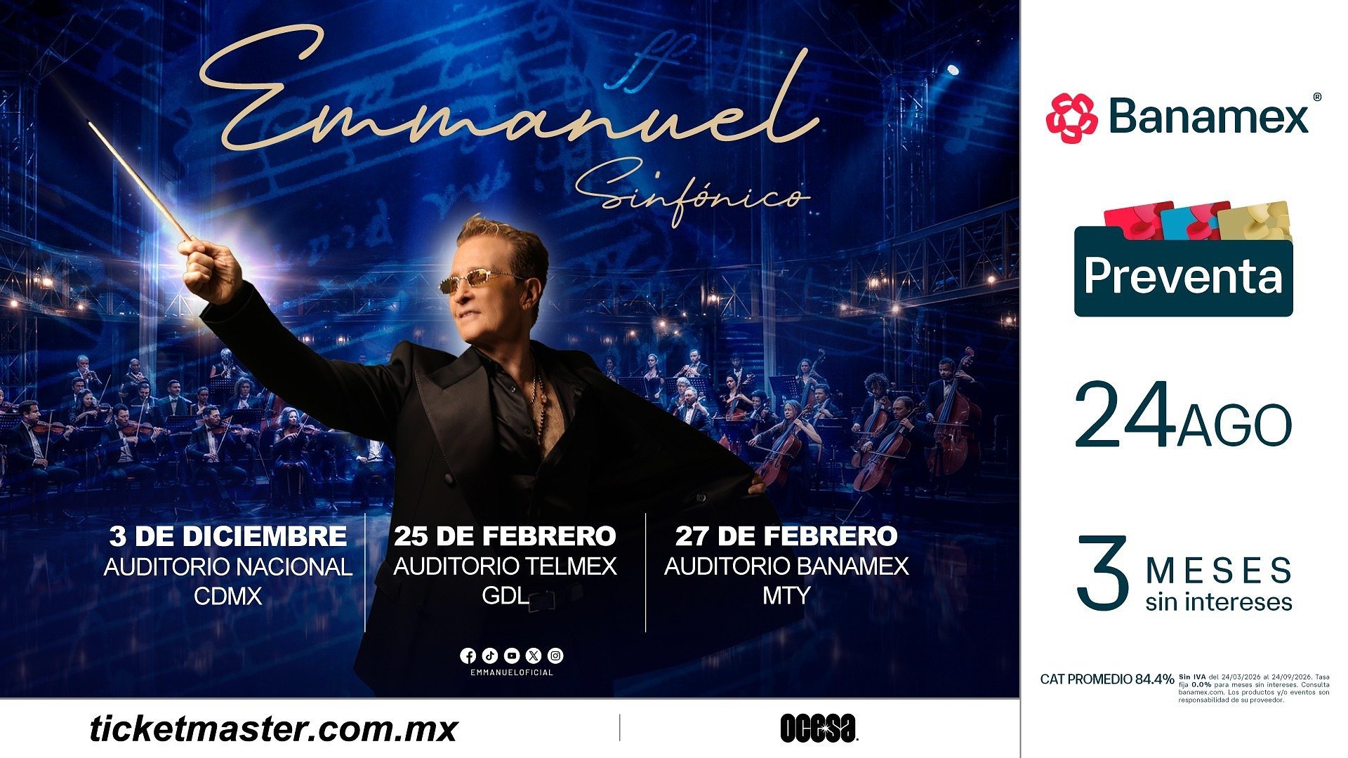 Emmanuel celebra su legado con el espectáculo Emmanuel Sinfónico