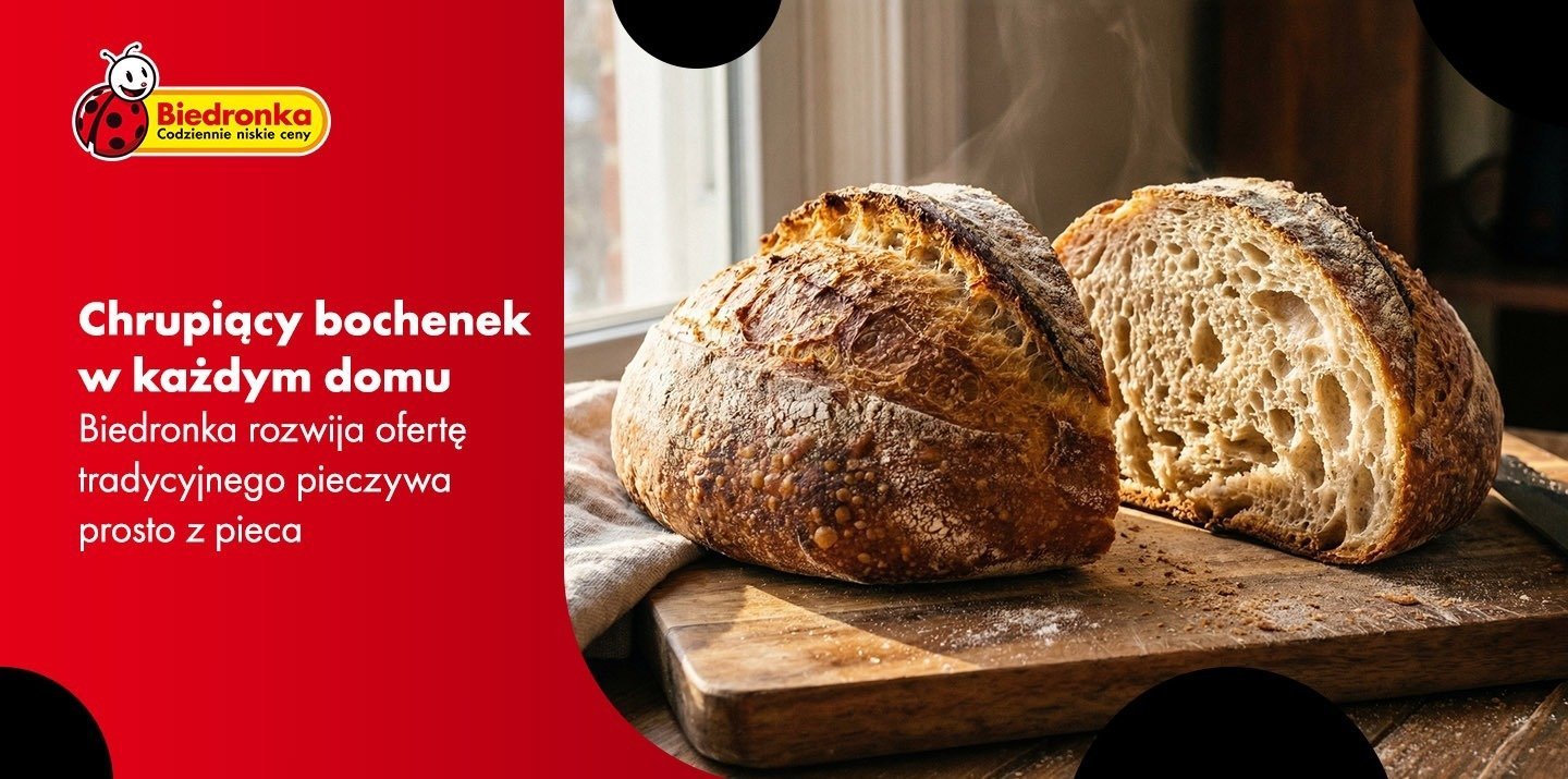 Chrupiące bochenek i bułki w każdym domu. Biedronka rozwija ofertę tradycyjnego pieczywa prosto z pieca