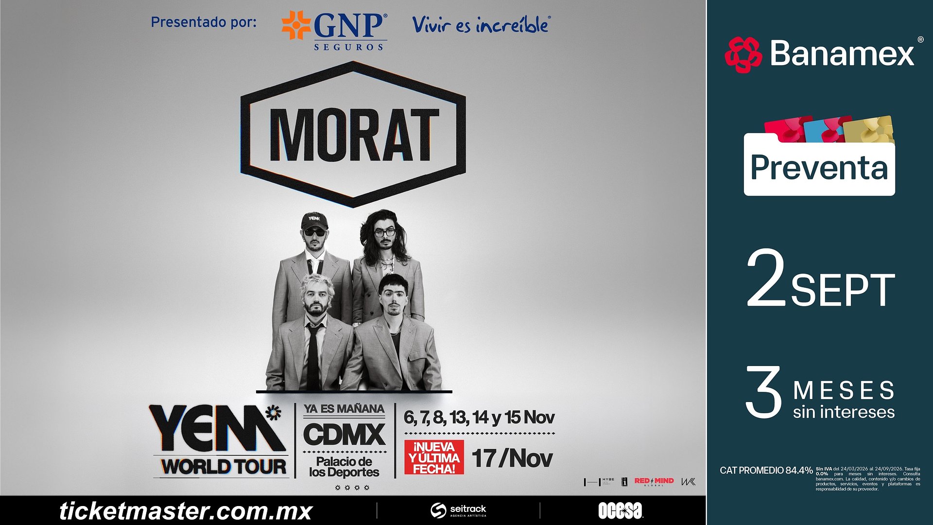 Morat suma cuatro nuevas fechas en México al YEM WORLD TOUR