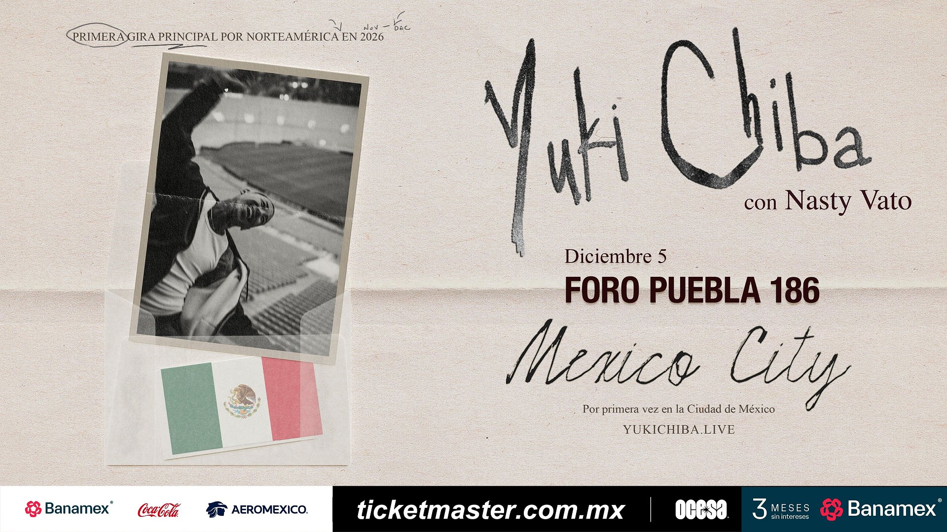 YUKI CHIBA CONFIRMA SU DEBUT EN MÉXICO DENTRO DE SU RECORRIDO POR NORTEAMÉRICA