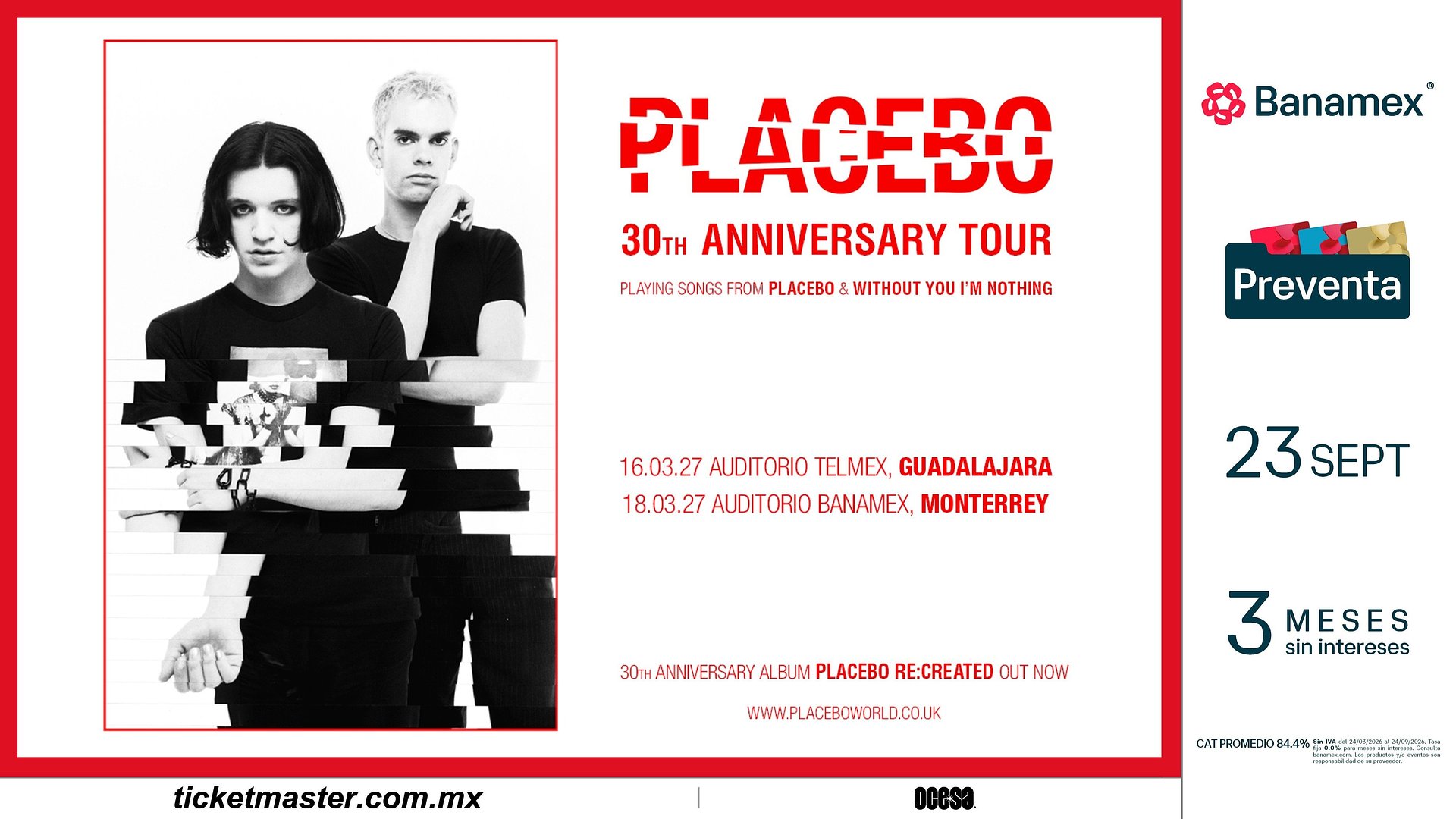 PLACEBO CELEBRA 30 AÑOS DE TRAYECTORIA CON SU REGRESO A MÉXICO EN 2027