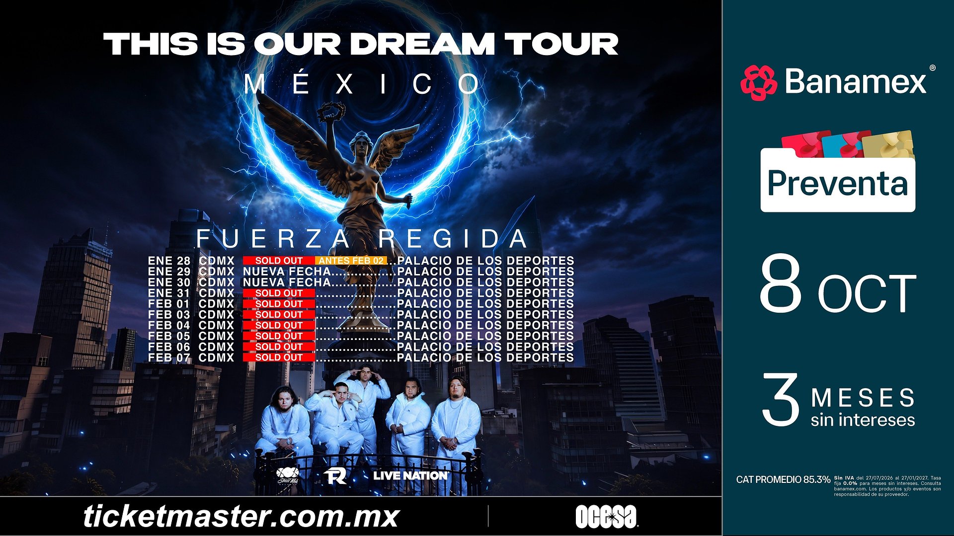 FUERZA REGIDA HACE HISTORIA EN EL PALACIO DE LOS DEPORTES: ROMPE RÉCORD CON 10 FECHAS CONSECUTIVAS Y ANUNCIA DOS NUEVOS SHOWS