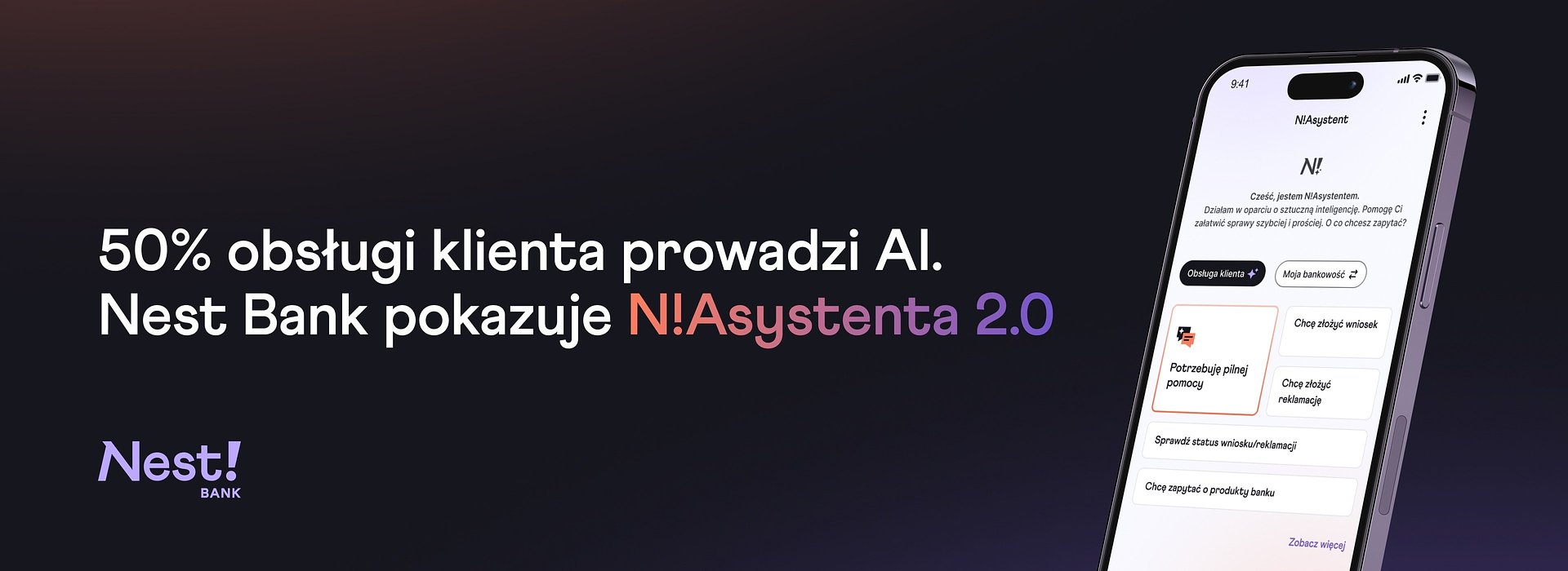 Nie tylko podpowiada, ale także załatwia sprawy. N!Asystent 2.0 od Nest Banku od dziś jest dostępny we wszystkich kanałach online